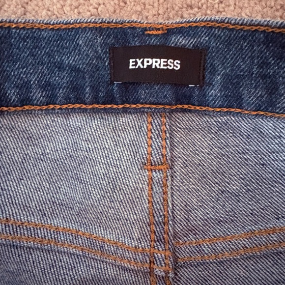 Express Modern Straight High Rise Blue Jeans - Picture 4 of 8
